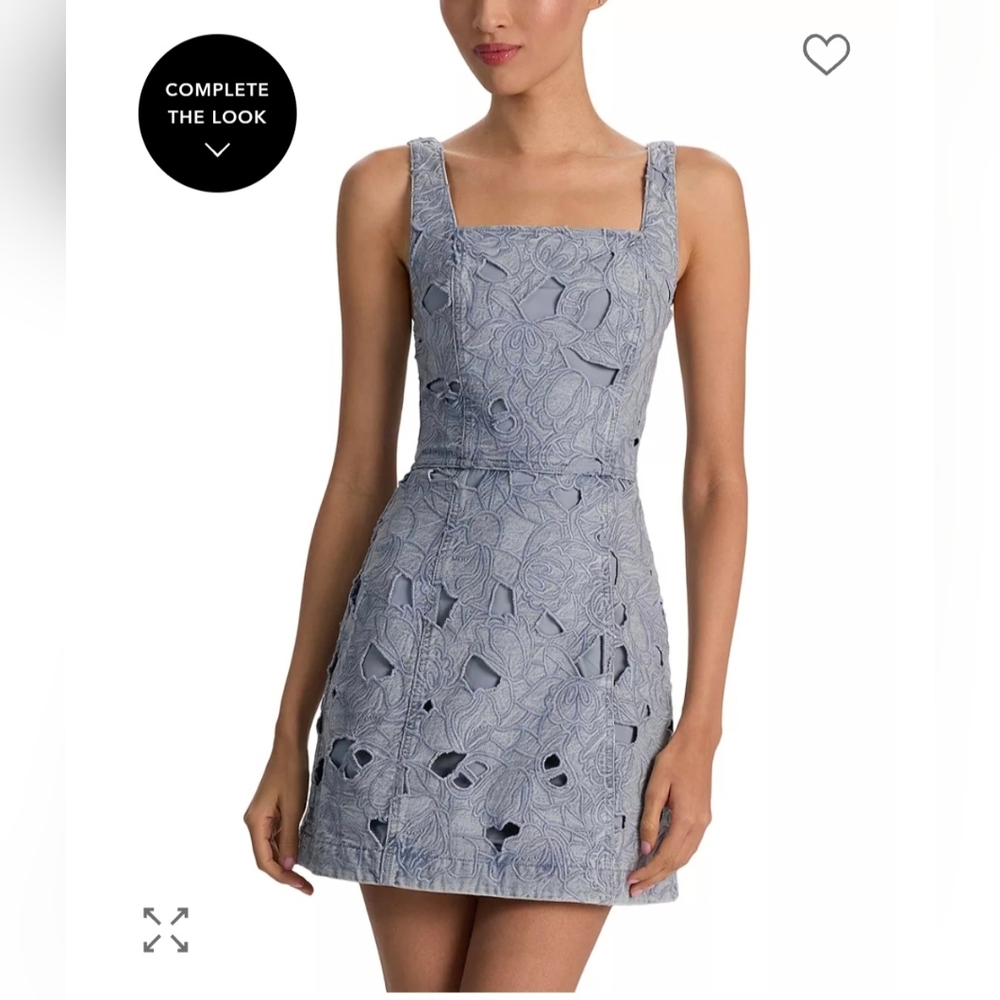 Alice + Olivia Light Blue Embroidered Mini Dress